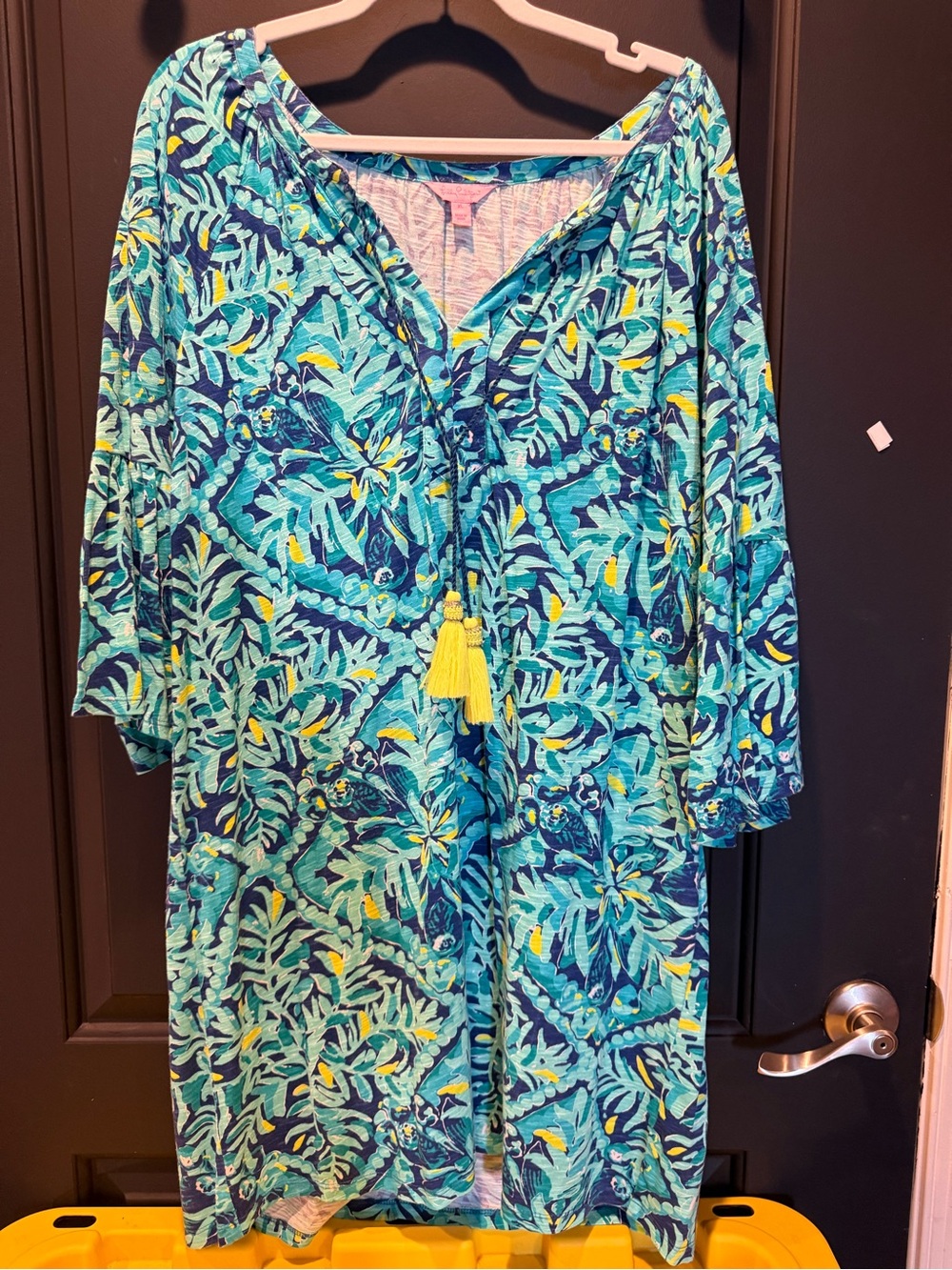 Lilly Pulitzer Turquoise Blue & Yellow Tropical Tunic Dress